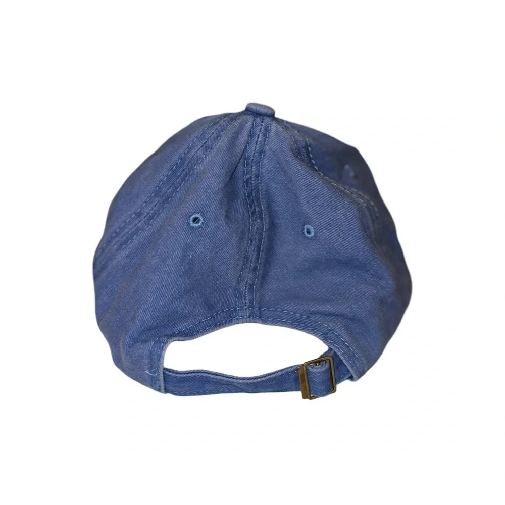Blue Baseball Hat W/ Denim Smiley Face Patch